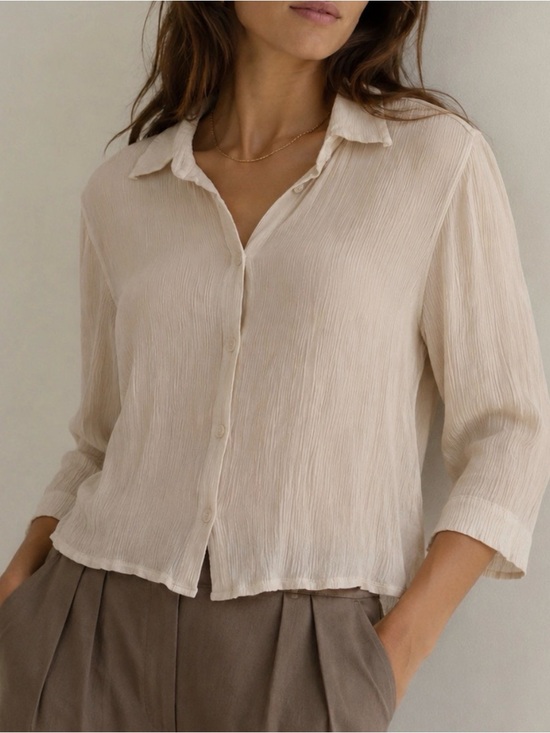 Babaton Tops - Babaton Soft Cream Crinkled Button-Front Blouse